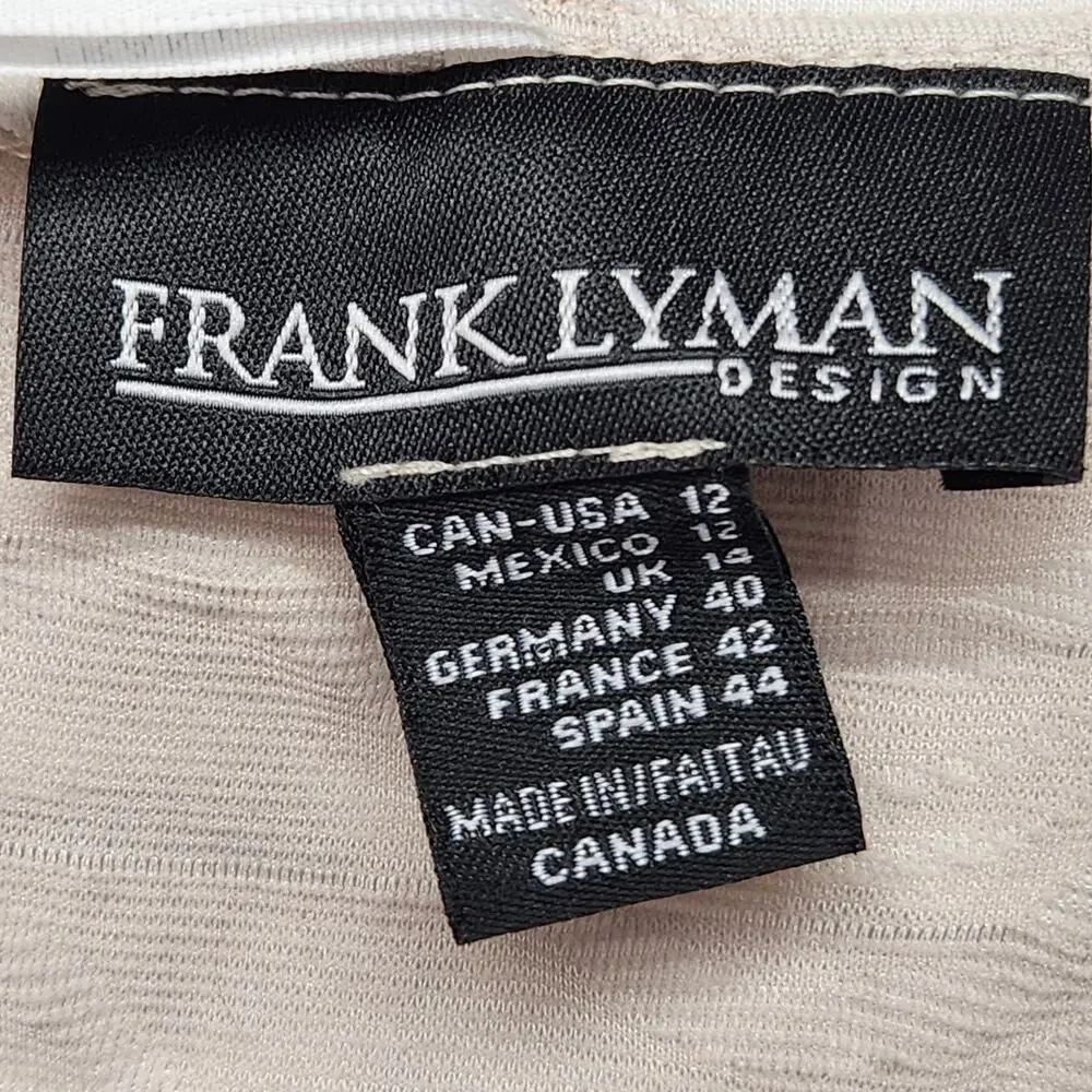 VTG. Frank Lyman Lagenlook Crinkle Ruffle Tan Open Front Cardigan Women's 12‎